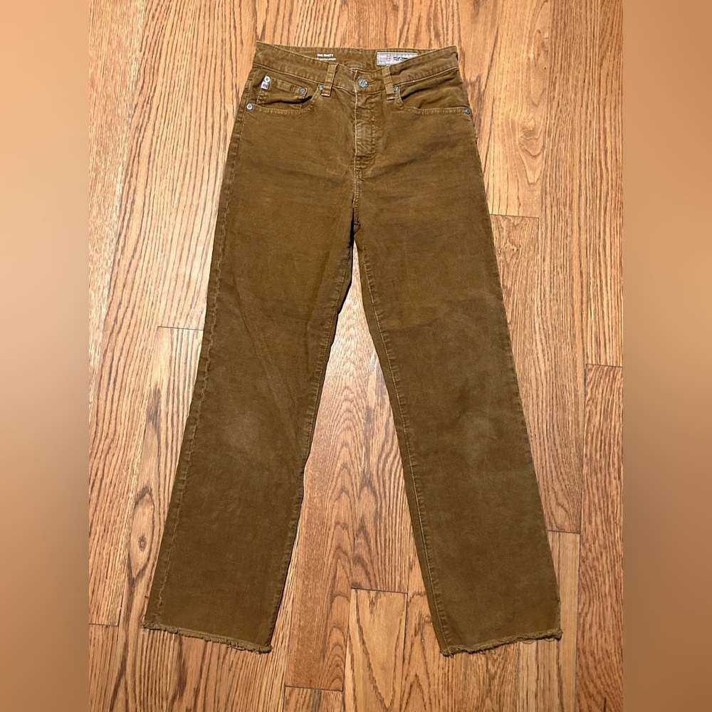 AG The Rhett High-Waisted Straight Corduroy Pants‎ Golden Brown, Made in USA